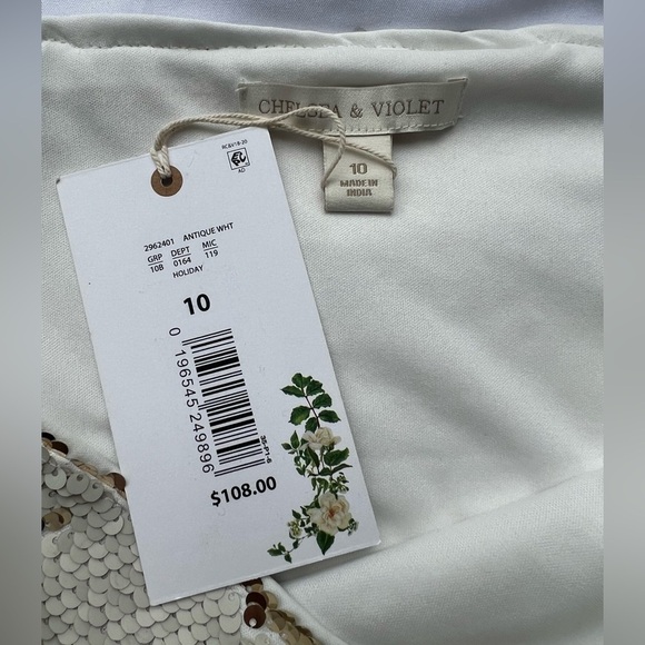 Chelsea & Violet Cream and Gold Flip Sequin Midi Skirt 10 - Picture 4 of 14